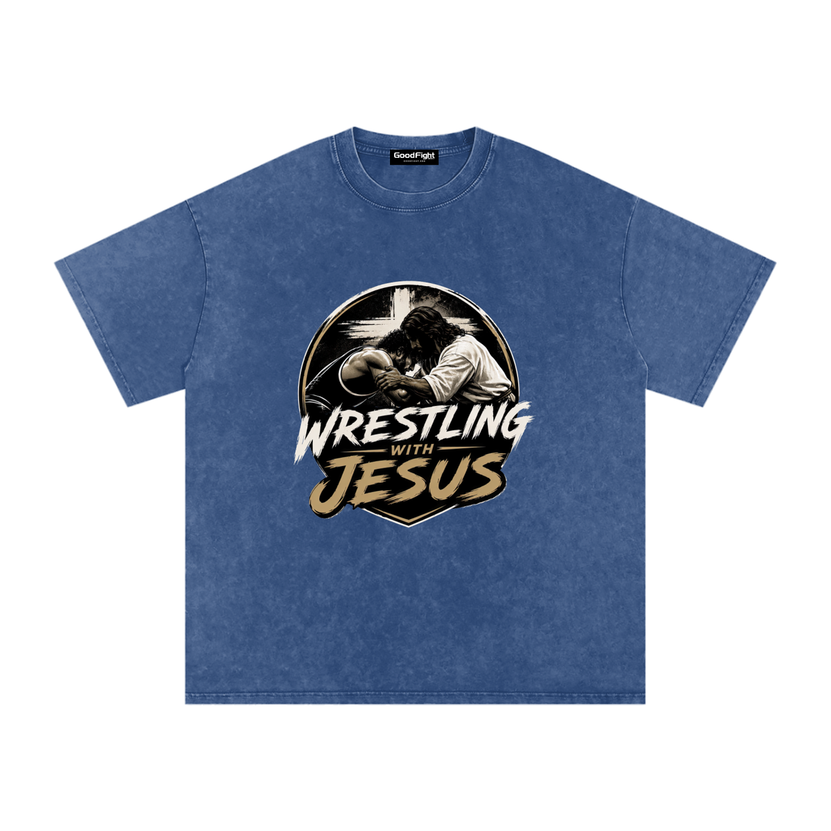 Wrestling With Jesus Snow Washed Oversized Cotton T-Shirt