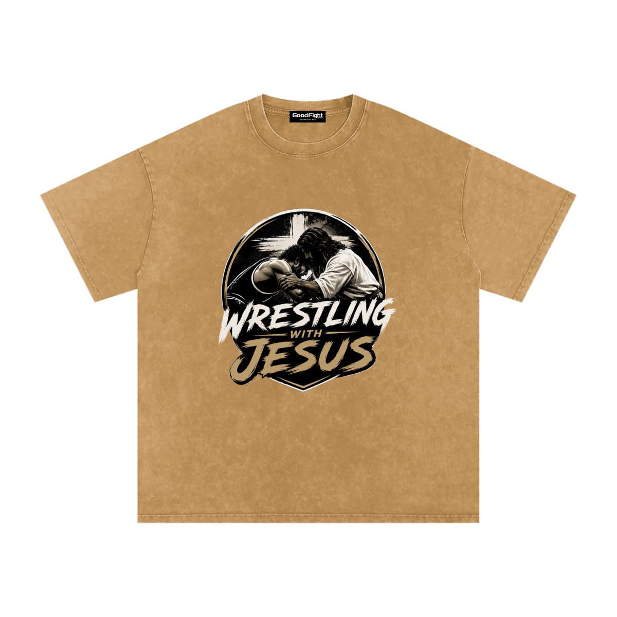 Wrestling With Jesus Snow Washed Oversized Cotton T-Shirt