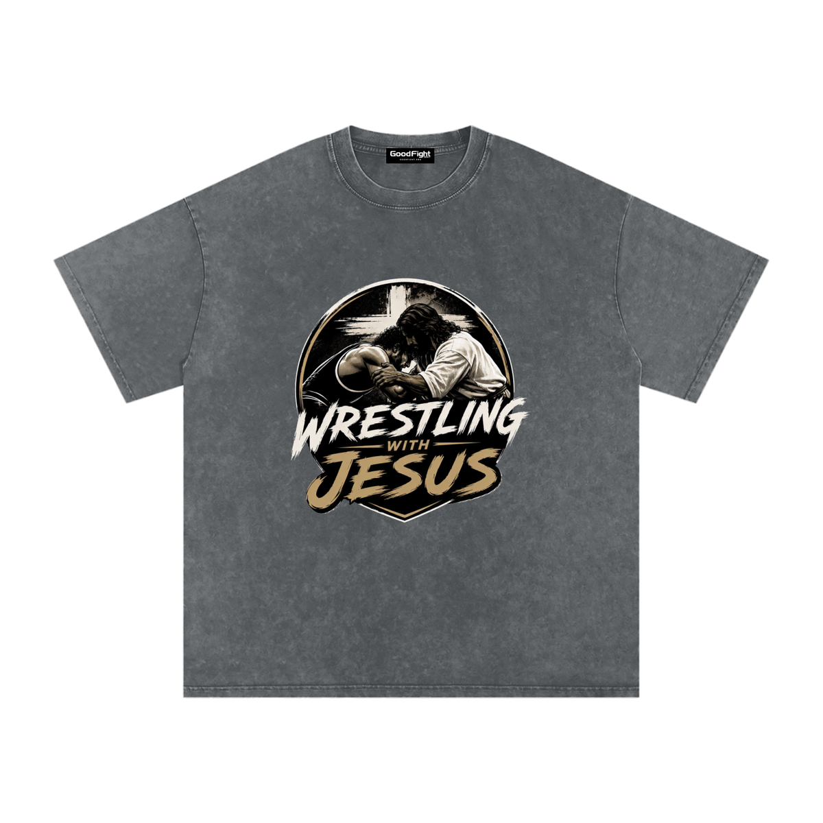 Wrestling With Jesus Snow Washed Oversized Cotton T-Shirt