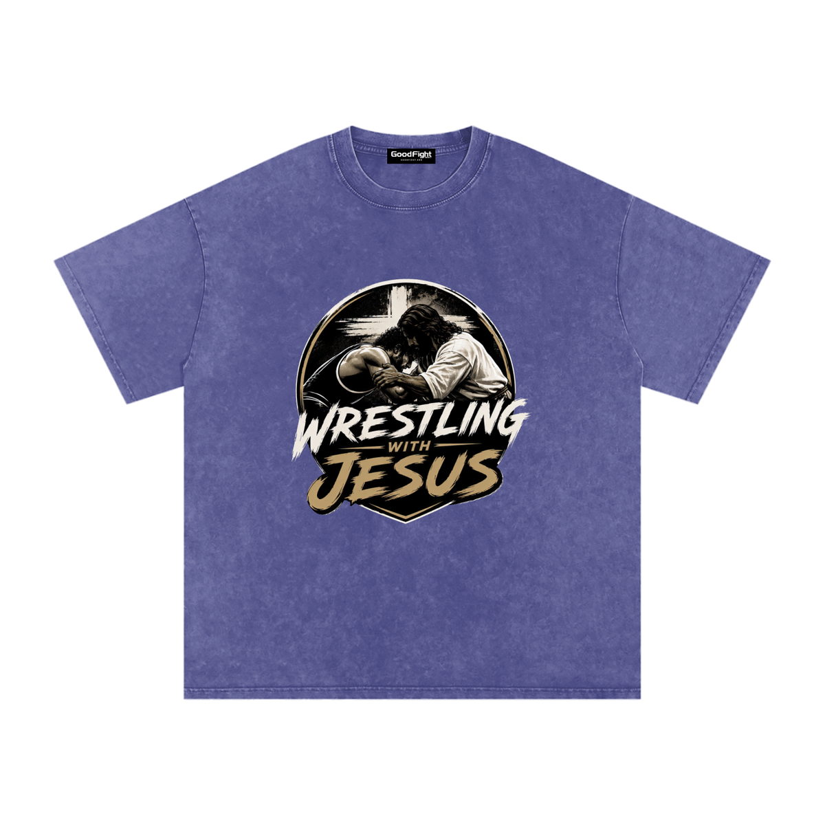 Wrestling With Jesus Snow Washed Oversized Cotton T-Shirt