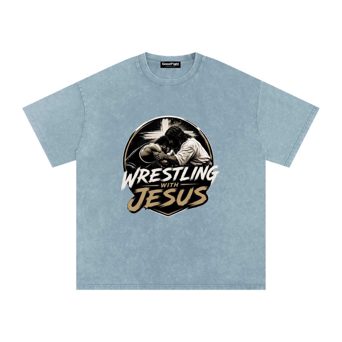 Wrestling With Jesus Snow Washed Oversized Cotton T-Shirt