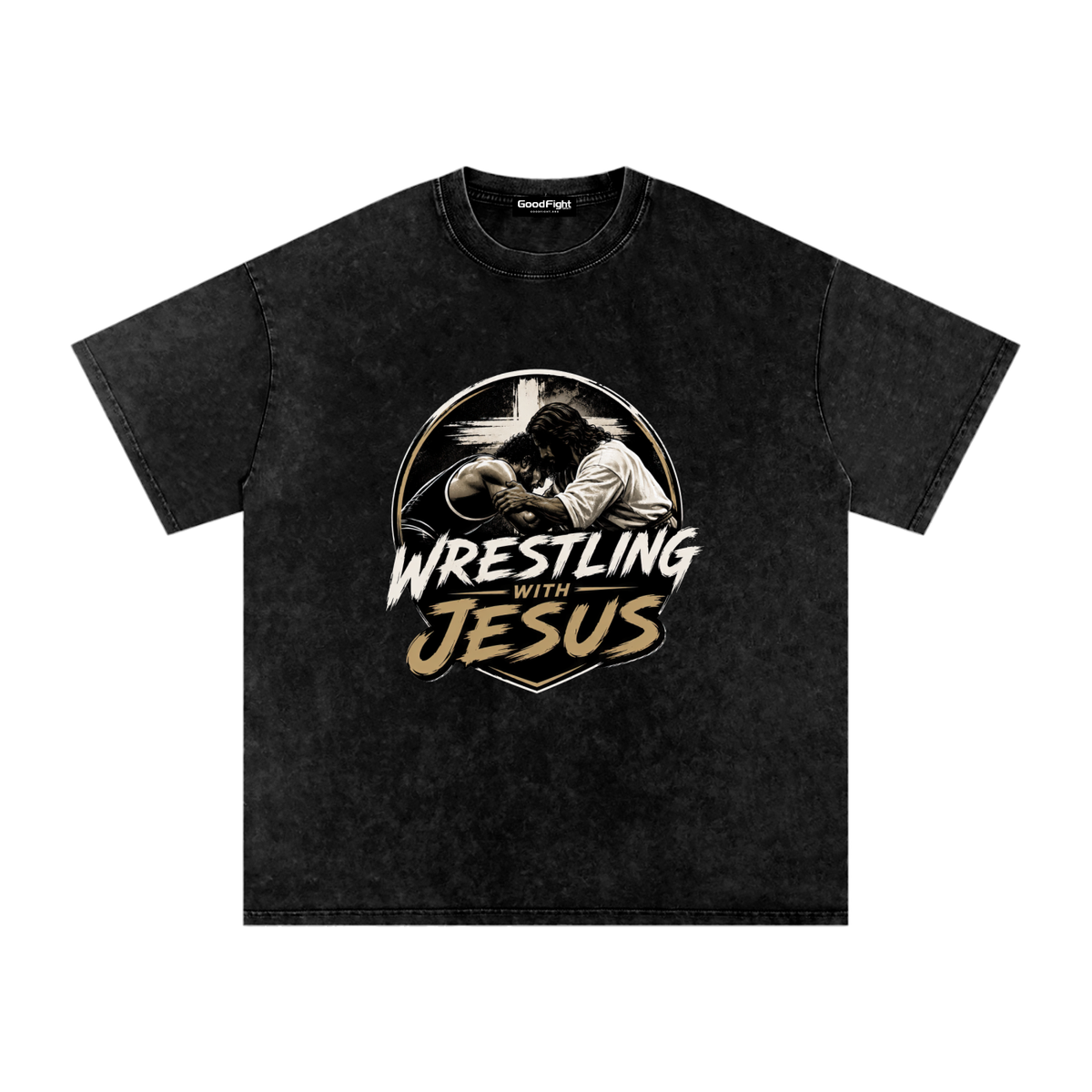 Wrestling With Jesus Snow Washed Oversized Cotton T-Shirt