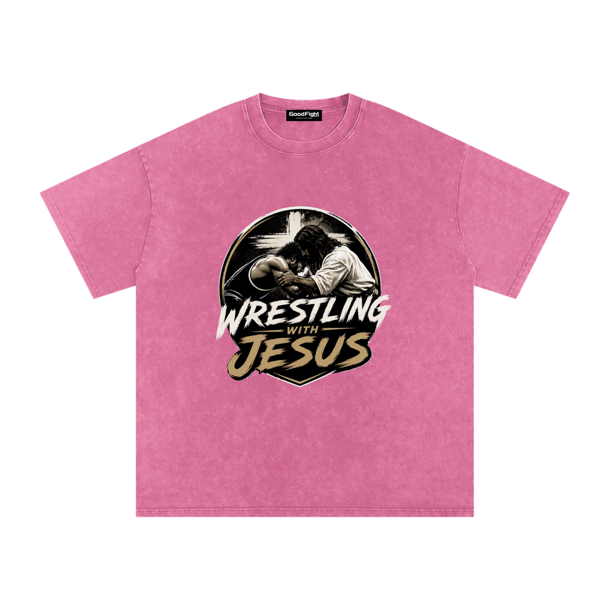 Wrestling With Jesus Snow Washed Oversized Cotton T-Shirt