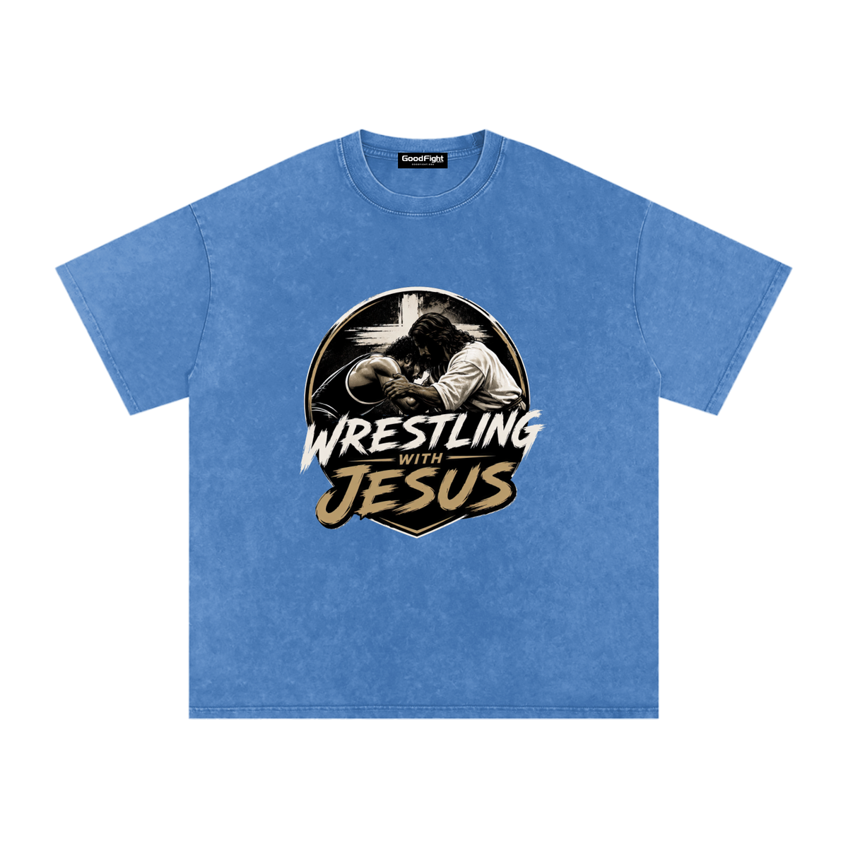 Wrestling With Jesus Snow Washed Oversized Cotton T-Shirt